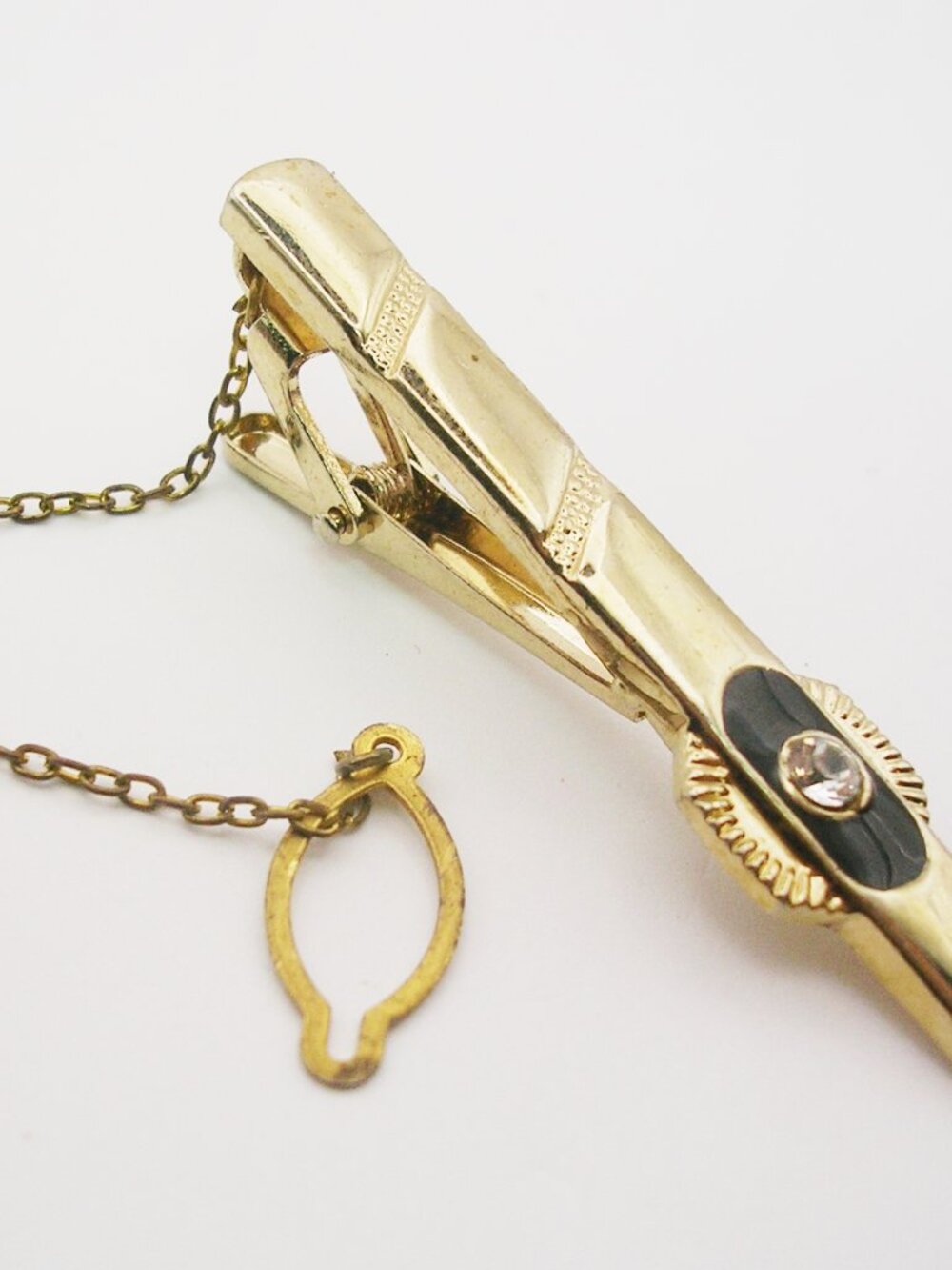 Vintage Tie Clip with chain classic Men's Formal Wedding Accessory